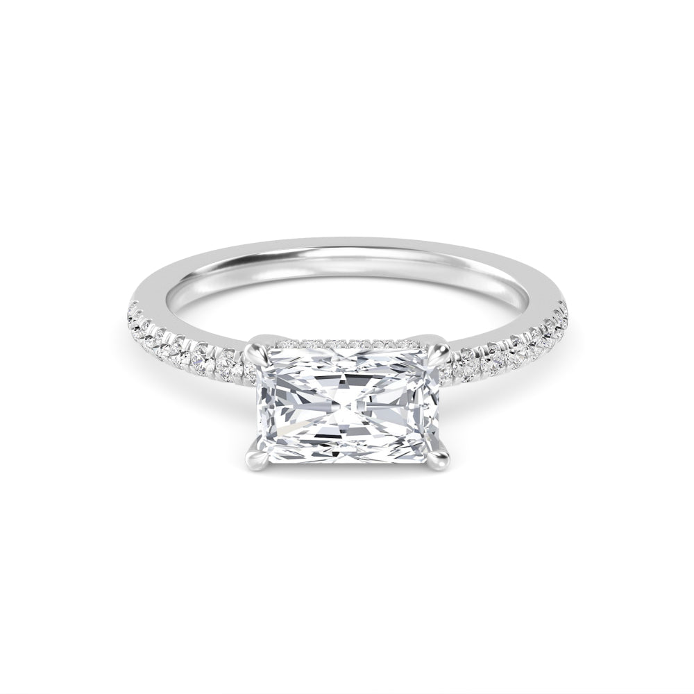 The Amanda 2.28ctw Radiant cut Lab Grown Diamond East-West Hidden Halo Engagement Ring