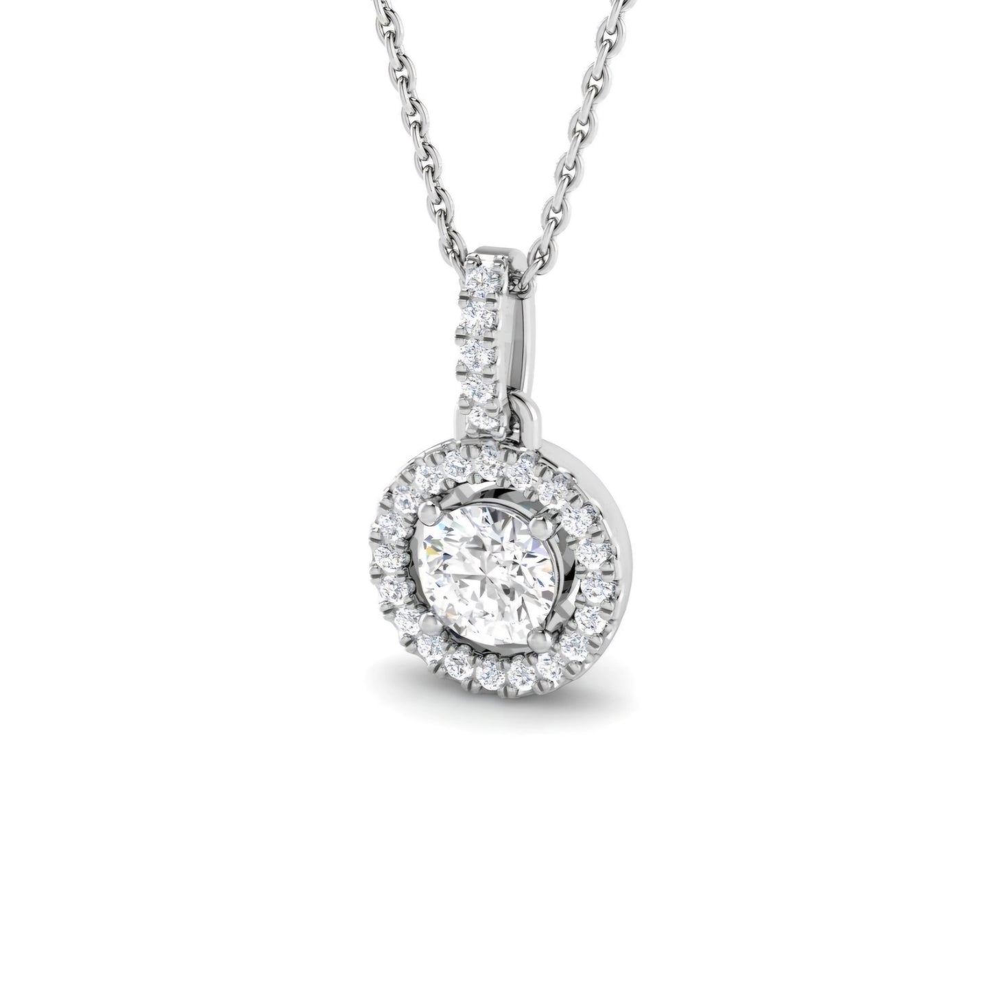 0.67ctw Lab Grown Diamond Halo Necklace in 9k Gold