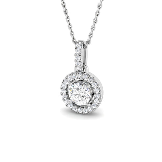 0.67ctw Lab Grown Diamond Halo Necklace in 9k Gold