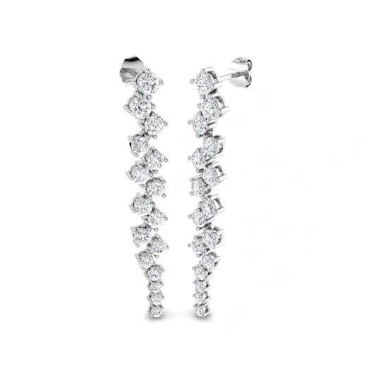 2.86ct Lab Grown Diamond Scatter Drop Earrings in 9k Gold