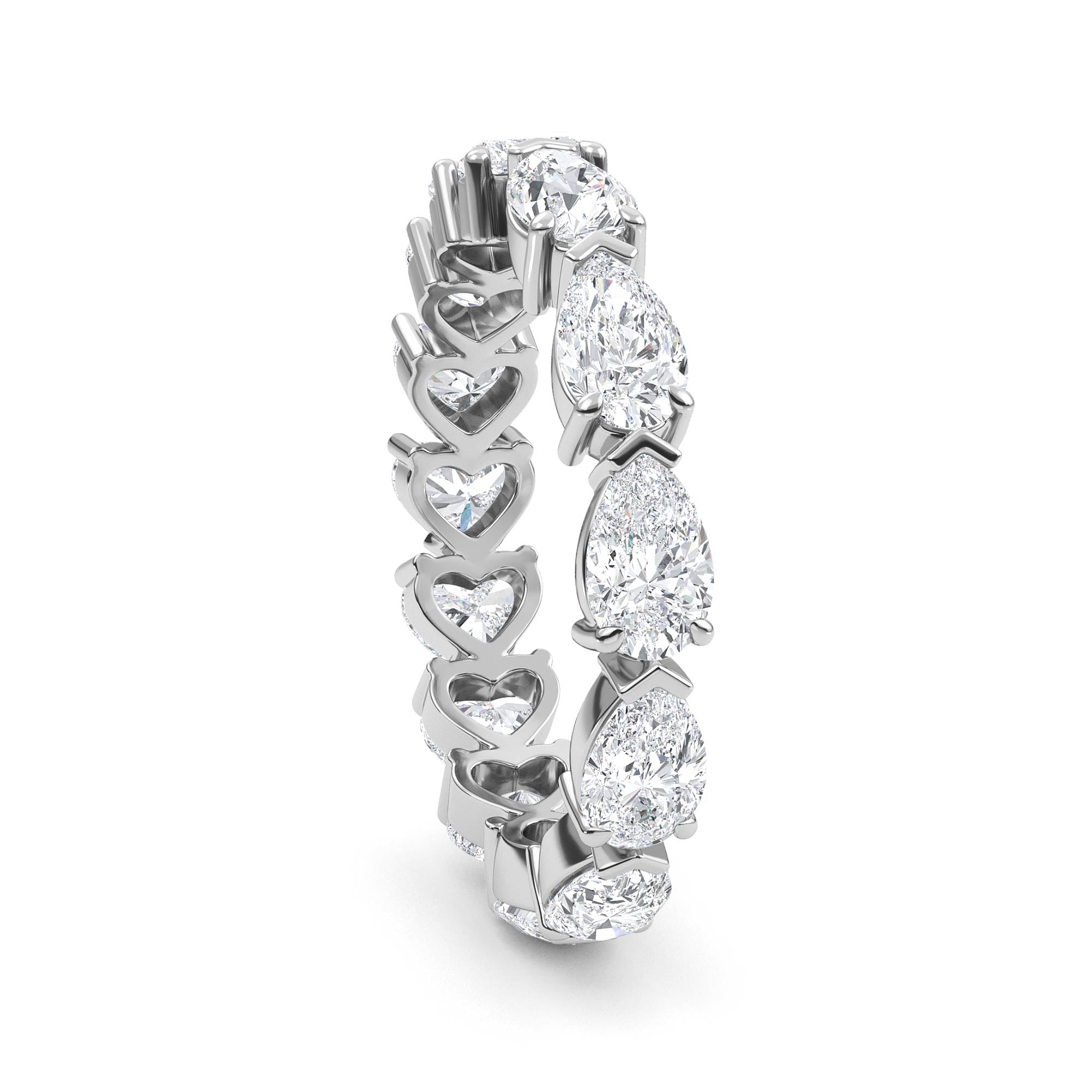 2.50ct Heart and Pear cut Half and Half Full Eternity Ring
