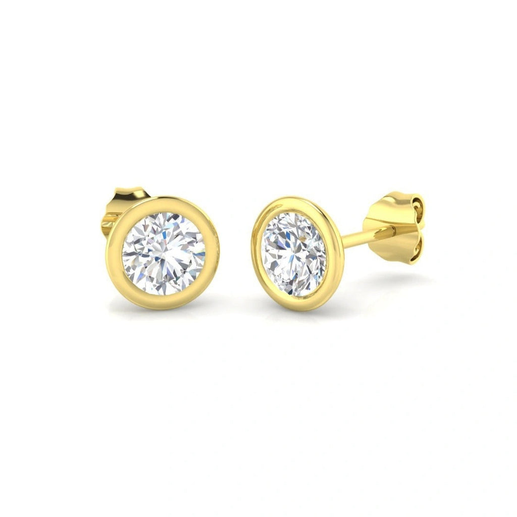 1.00ct Lab Grown Diamond Bezel Earrings in 9k Gold