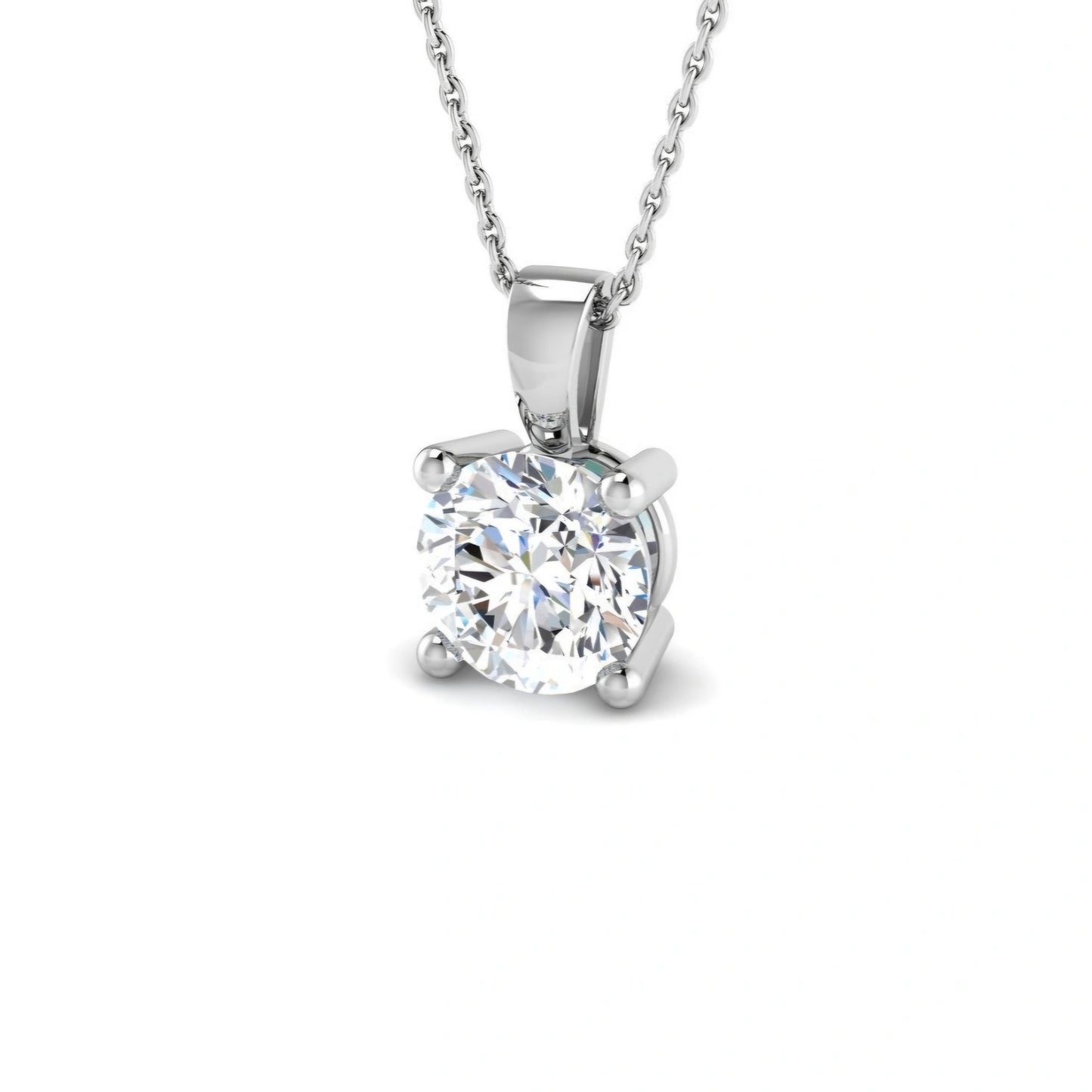 2.00ct Lab Grown Diamond Round Solitaire Pendant Necklace in 9k Gold