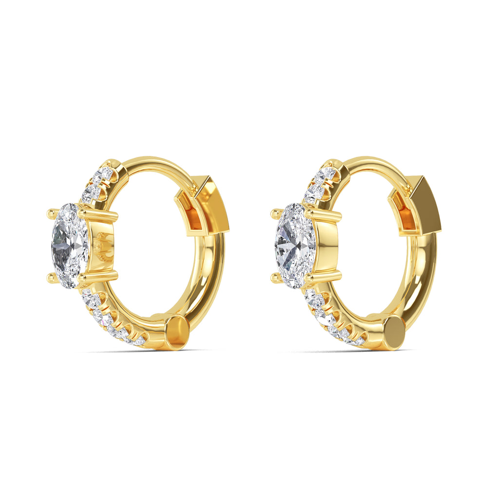 0.54ct Oval Accent Lab Grown Diamond Hoop Earrings
