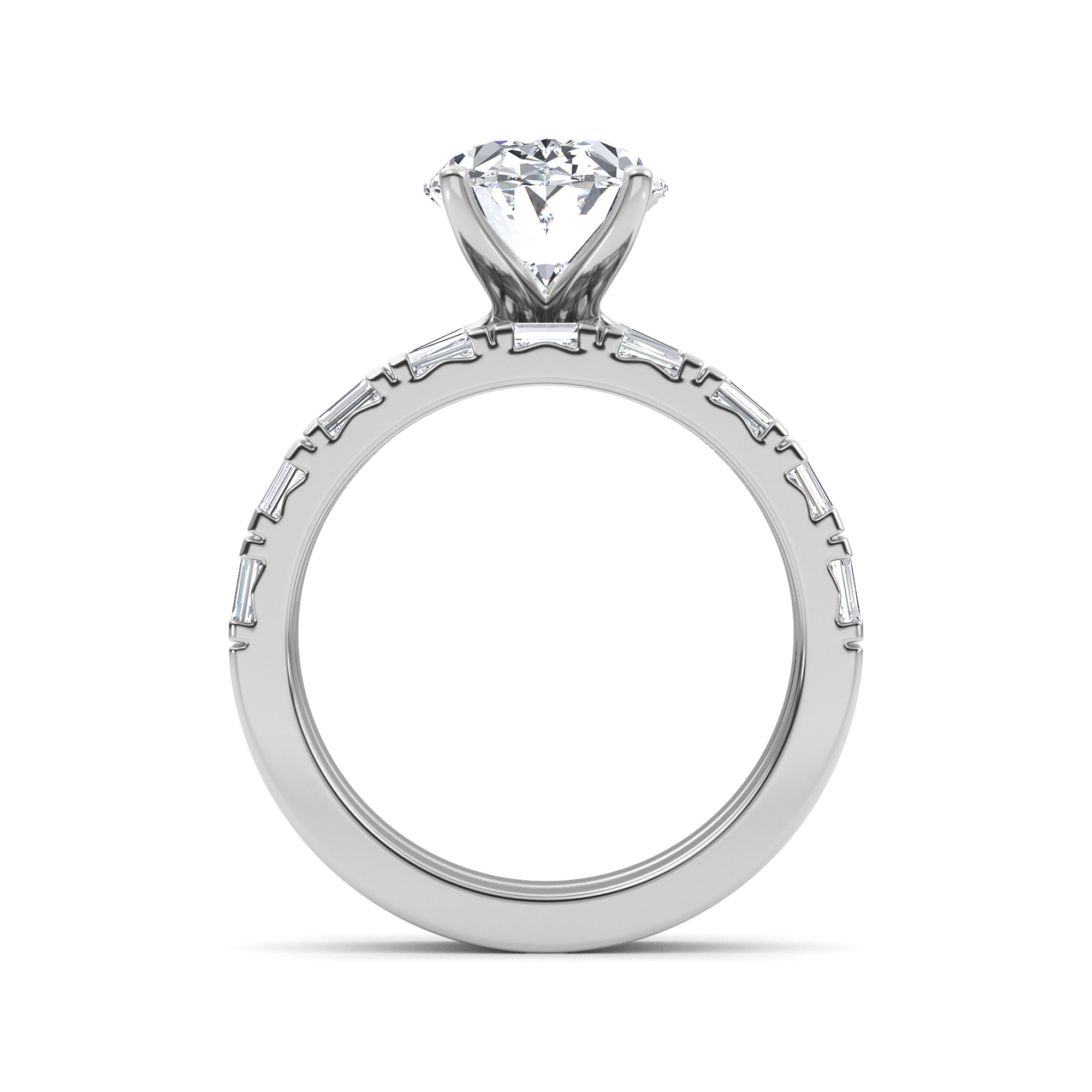 4.97ctw Oval cut Lab Grown Diamond Exceptional Engagement and Emerald cut Wedding Ring Set