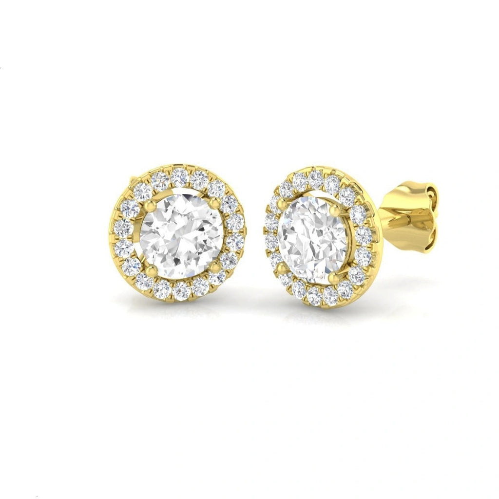 1.39ct Lab Grown Diamond Round Halo Earrings in 9k Gold