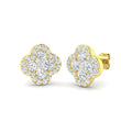 1.60ct Lab Grown Diamond Round Cluster Halo Earrings in 9k Gold