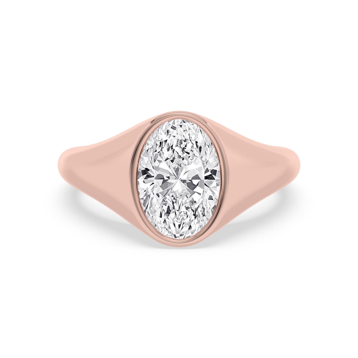 2.50ct Oval cut Lab Grown Diamond Signet Ring