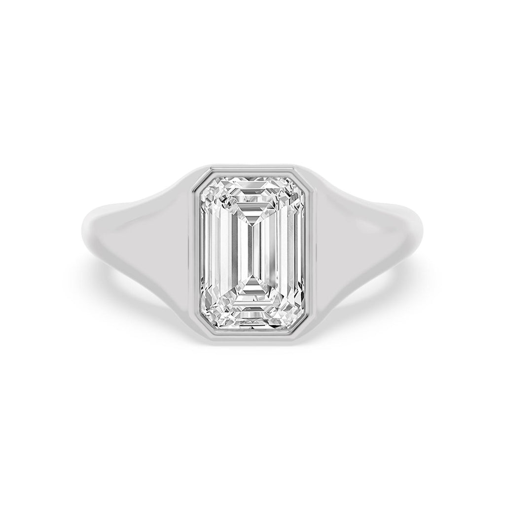3.00ct Emerald cut Lab Grown Diamond Signet Ring