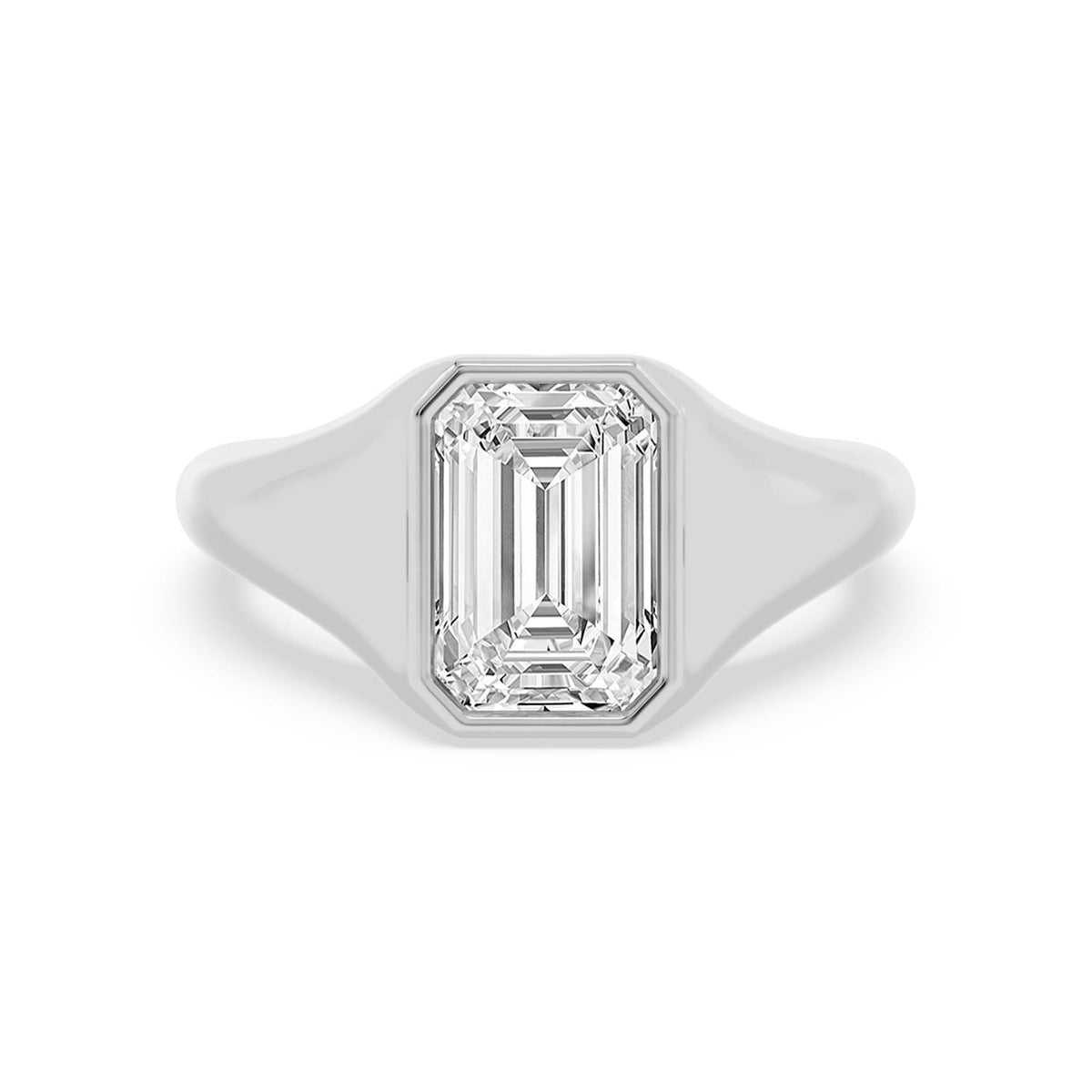 3.00ct Emerald cut Lab Grown Diamond Signet Ring