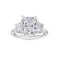 4.00ctw Radiant cut and Trapezoid Lab Grown Diamond Trilogy Engagement Ring