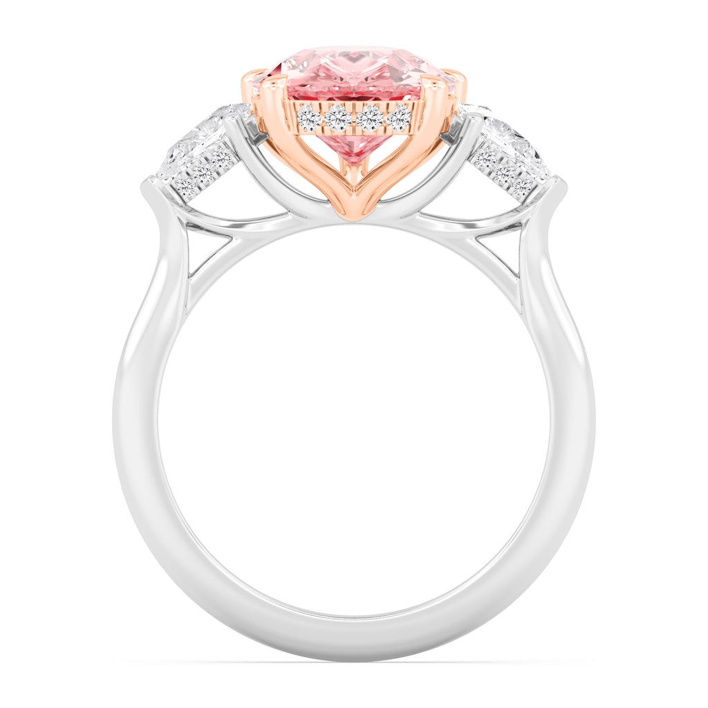 4.88ctw Pear shape Pink Lab Grown Diamond Exceptional Trilogy Engagement Ring