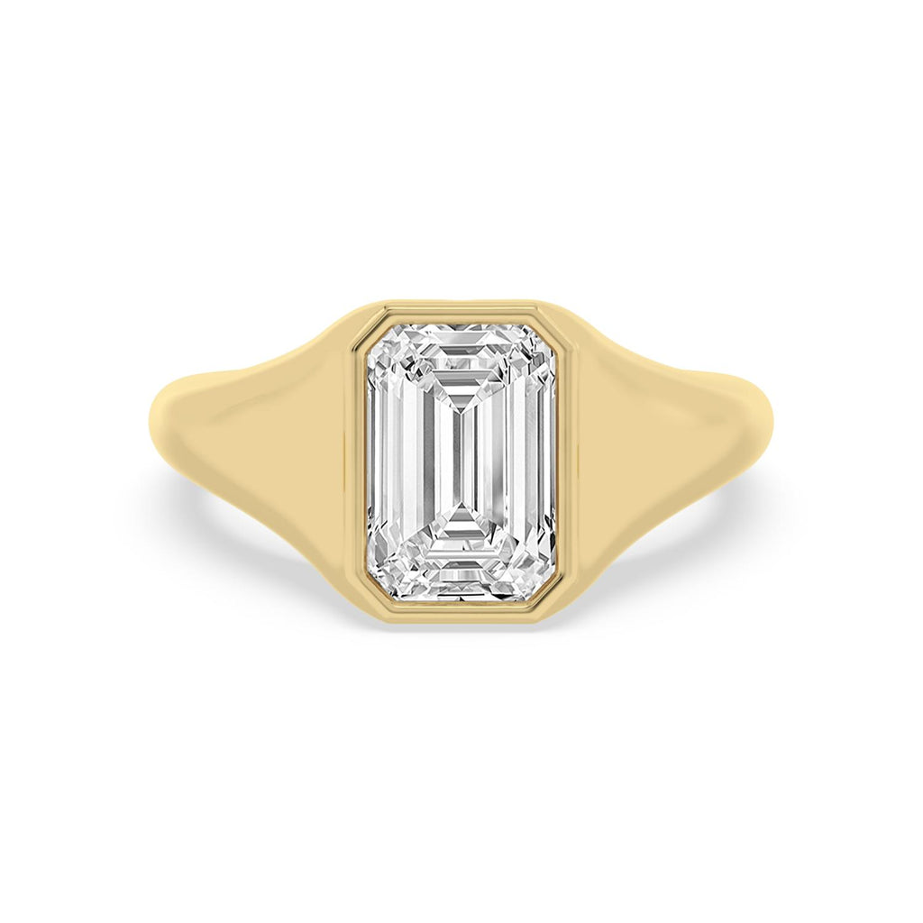 3.00ct Emerald cut Lab Grown Diamond Signet Ring