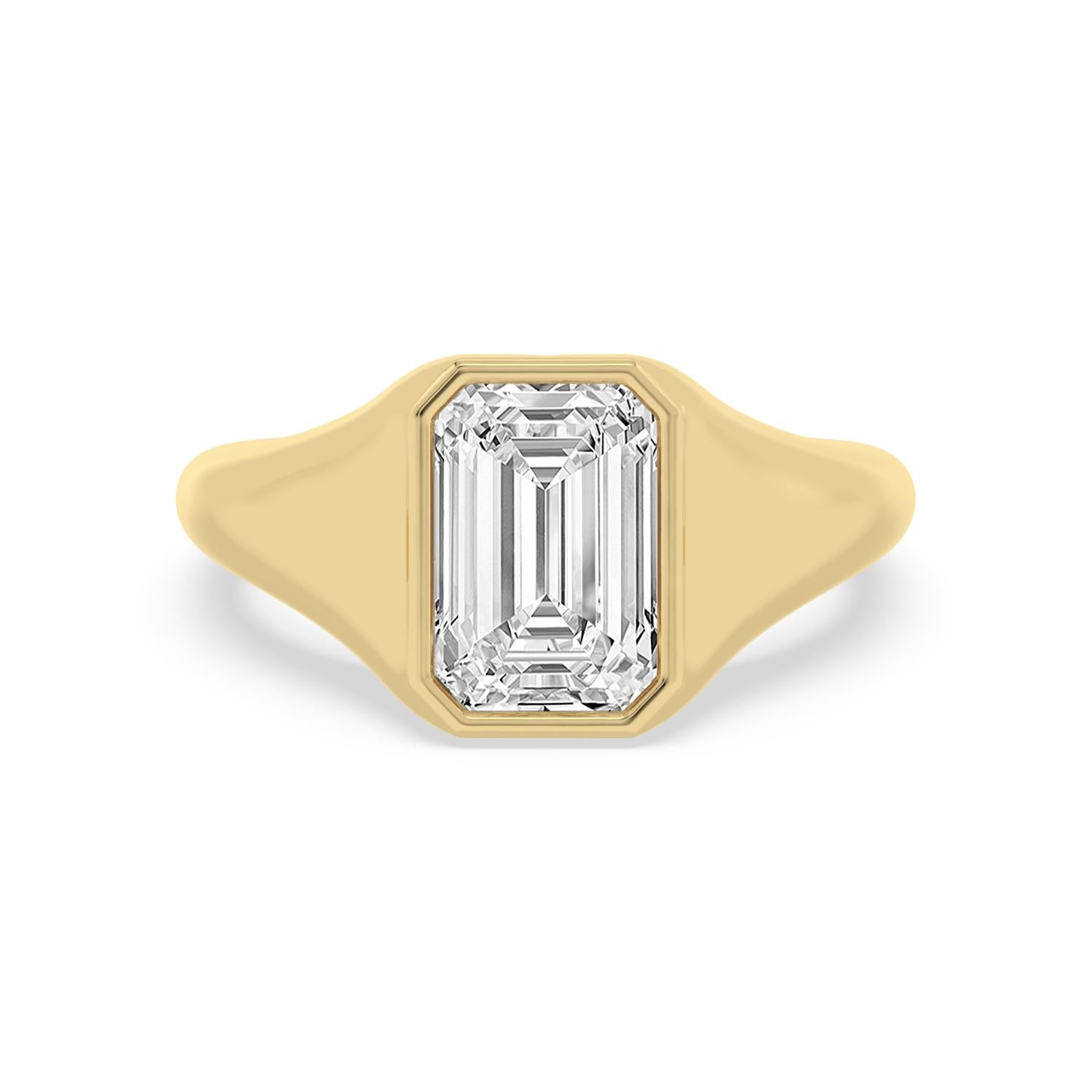3.00ct Emerald cut Lab Grown Diamond Signet Ring