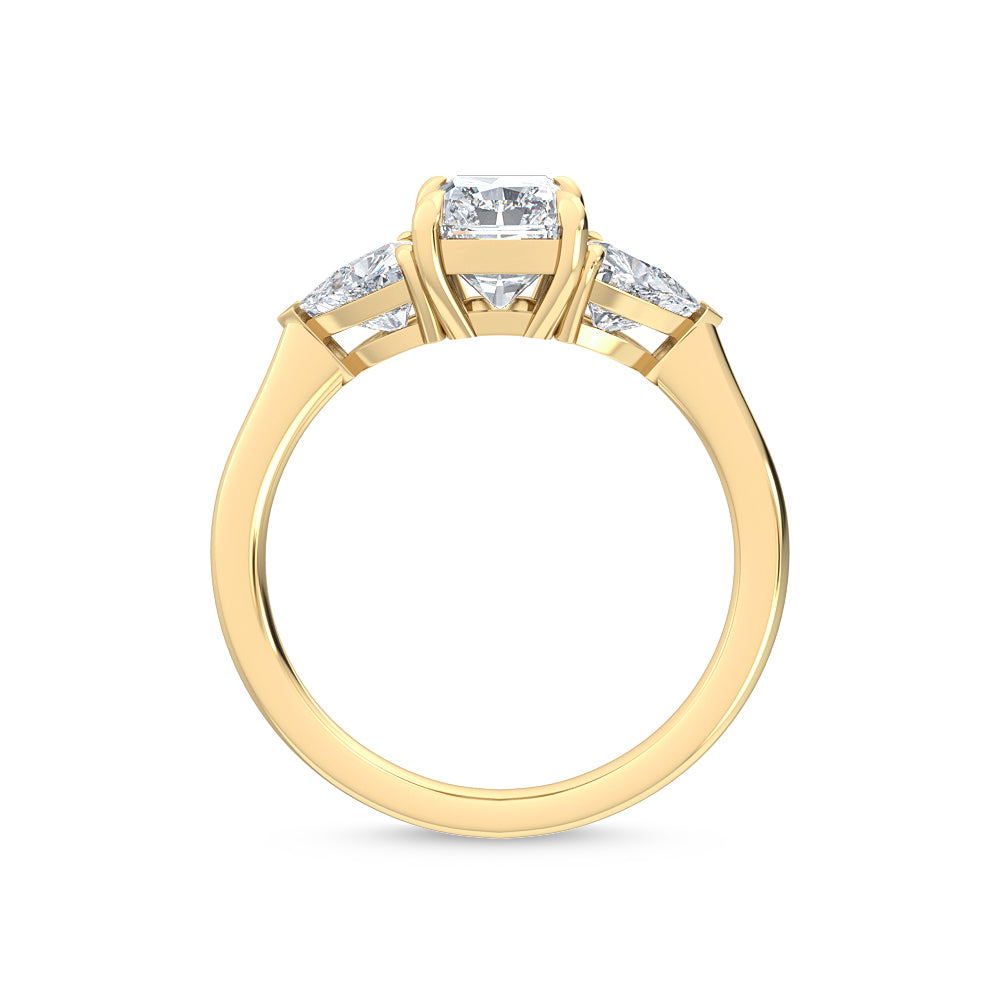 2.00ctw Radiant and Trilliant cut Lab Grown Diamond Trilogy Engagement Ring