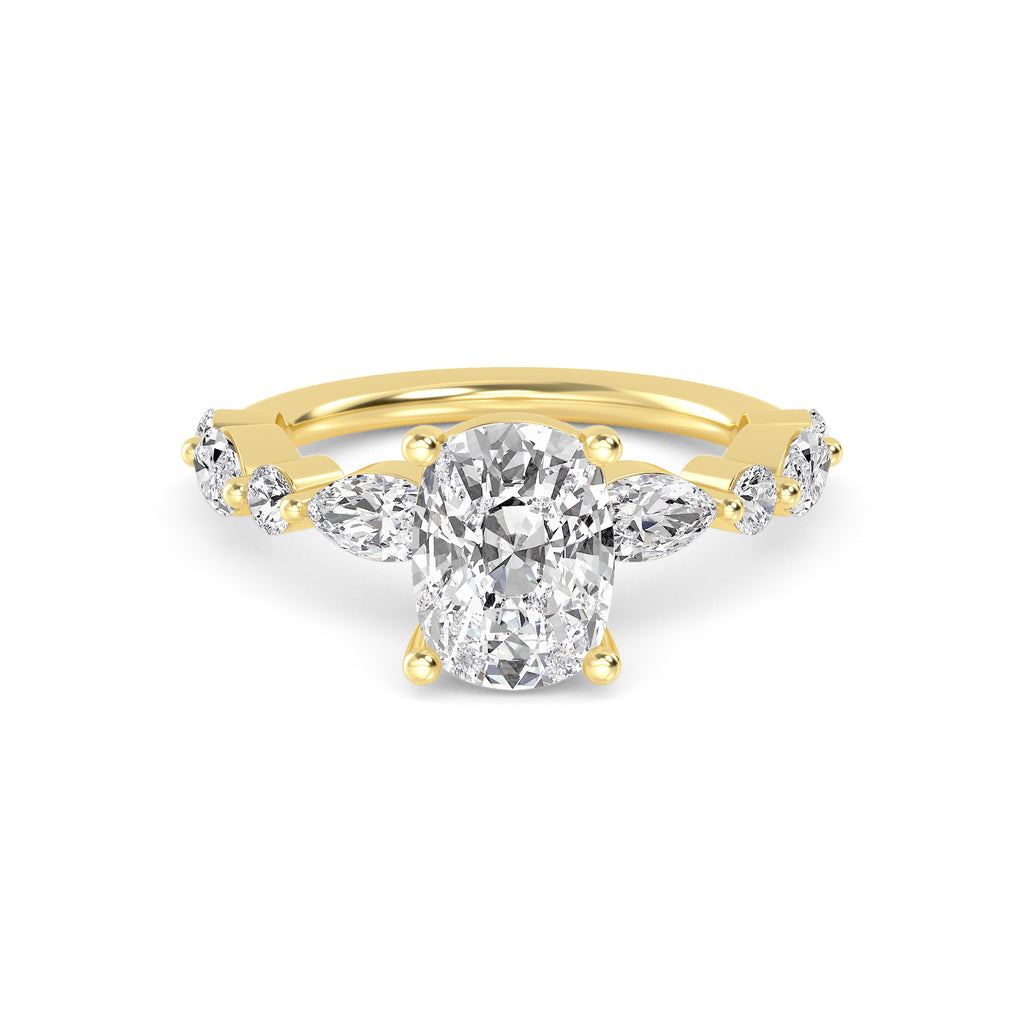 The Lucia 2.78ctw Elongated Cushion cut Lab Grown Diamond Engagemnt Ring