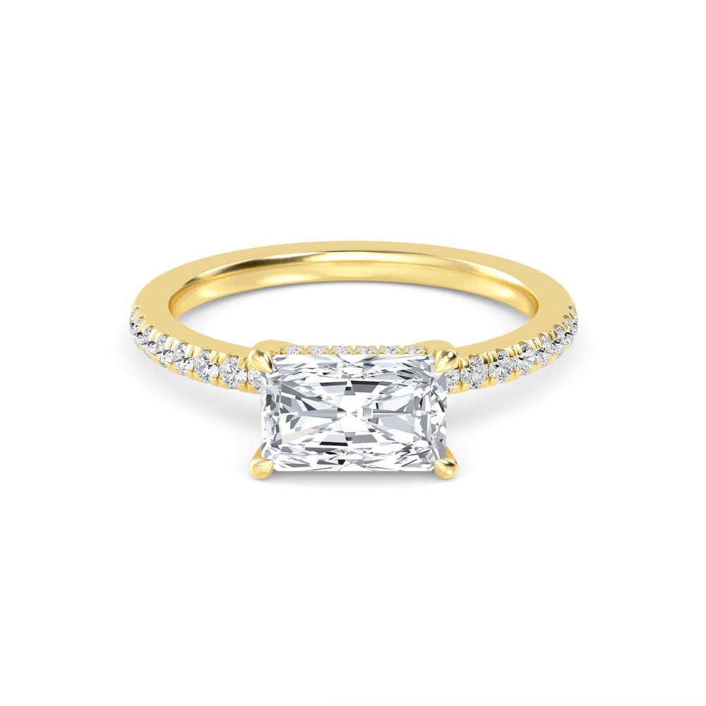The Amanda 2.28ctw Radiant cut Lab Grown Diamond East-West Hidden Halo Engagement Ring