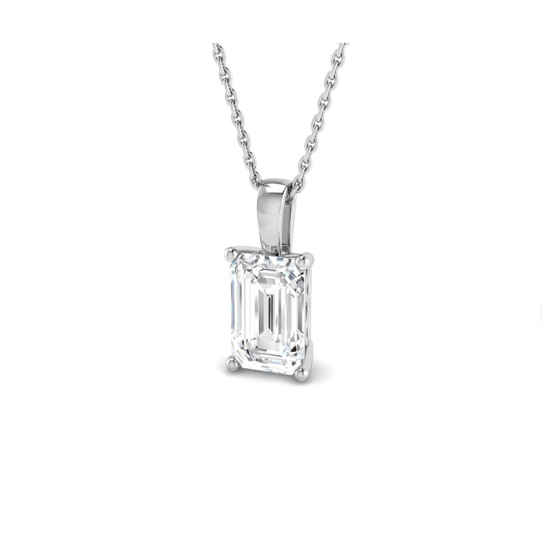 1.50ct Lab Grown Diamond Emerald cut Solitaire Necklace
