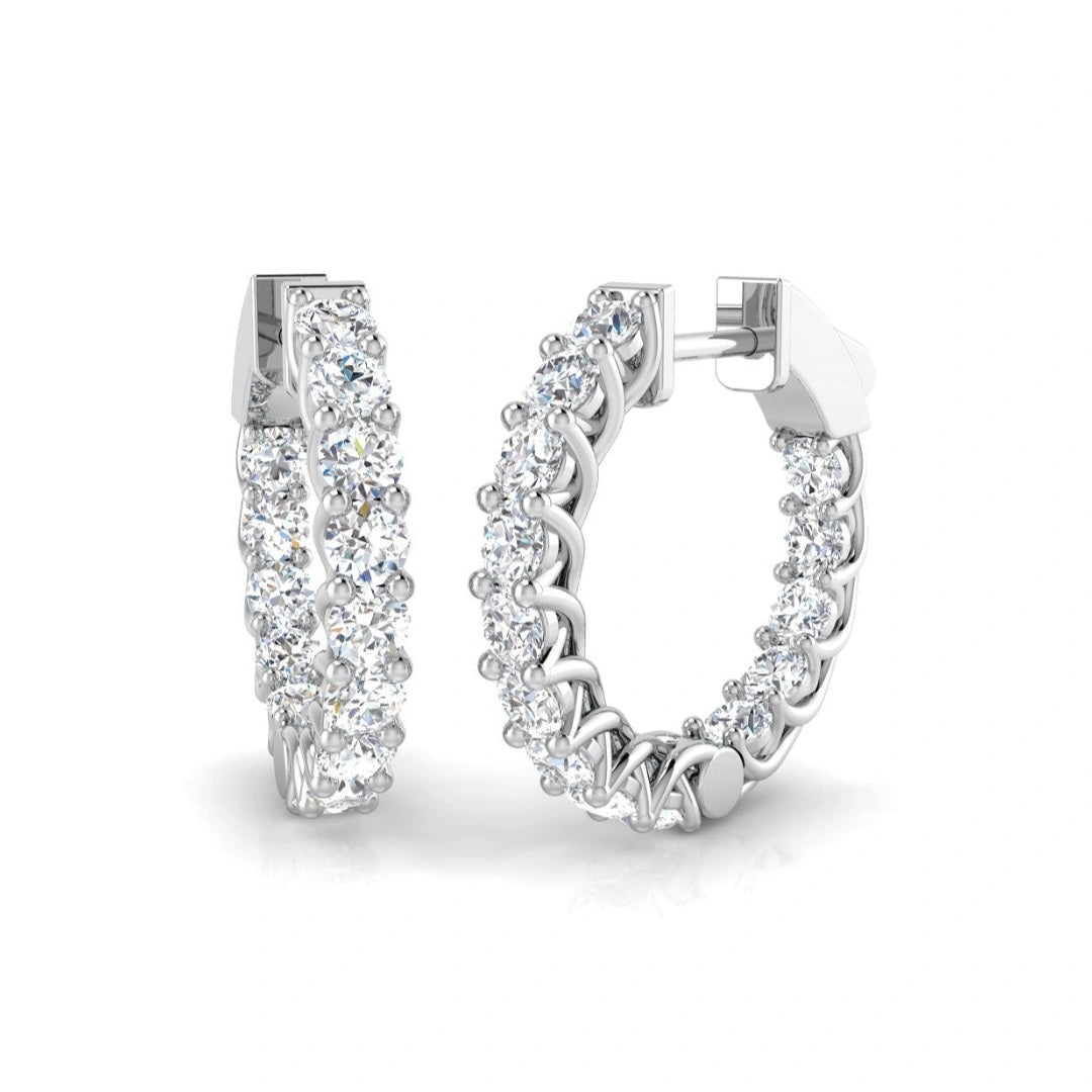 2.06ct 20.20mm Lab Grown Diamond Inside Out Hoop Earrings