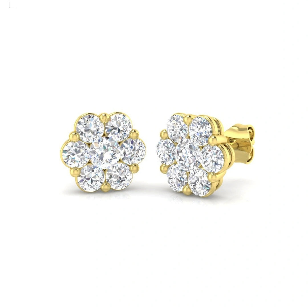 1.98ct Lab Grown Diamond Round Illusion Earrings in 9k Gold