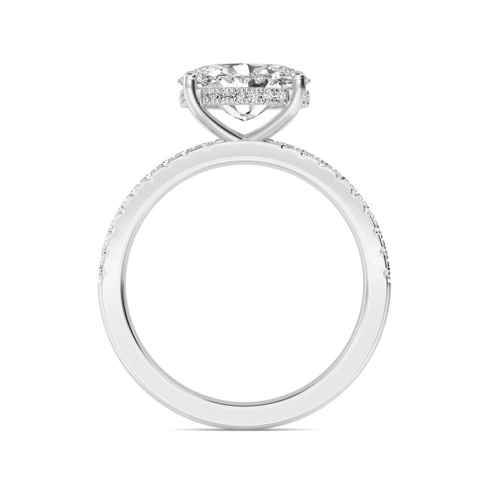 The Amanda 2.28ctw Oval cut Lab Grown Diamond East-West Hidden Halo Engagement Ring