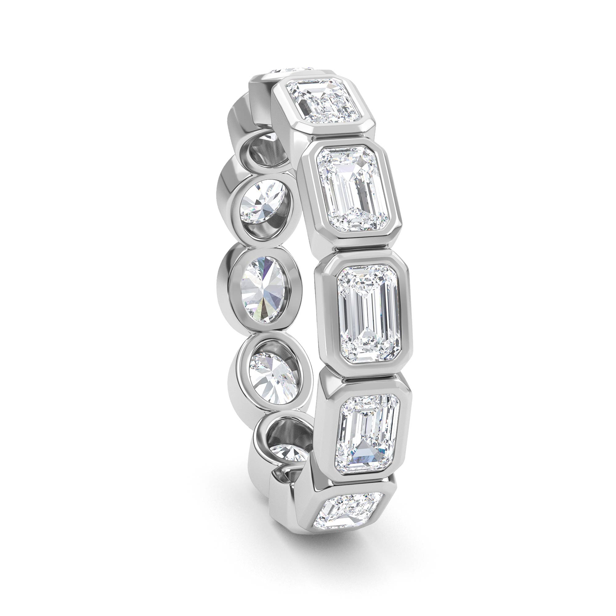 2.21ct Emerald and Oval cut Half and Half Full Eternity Ring