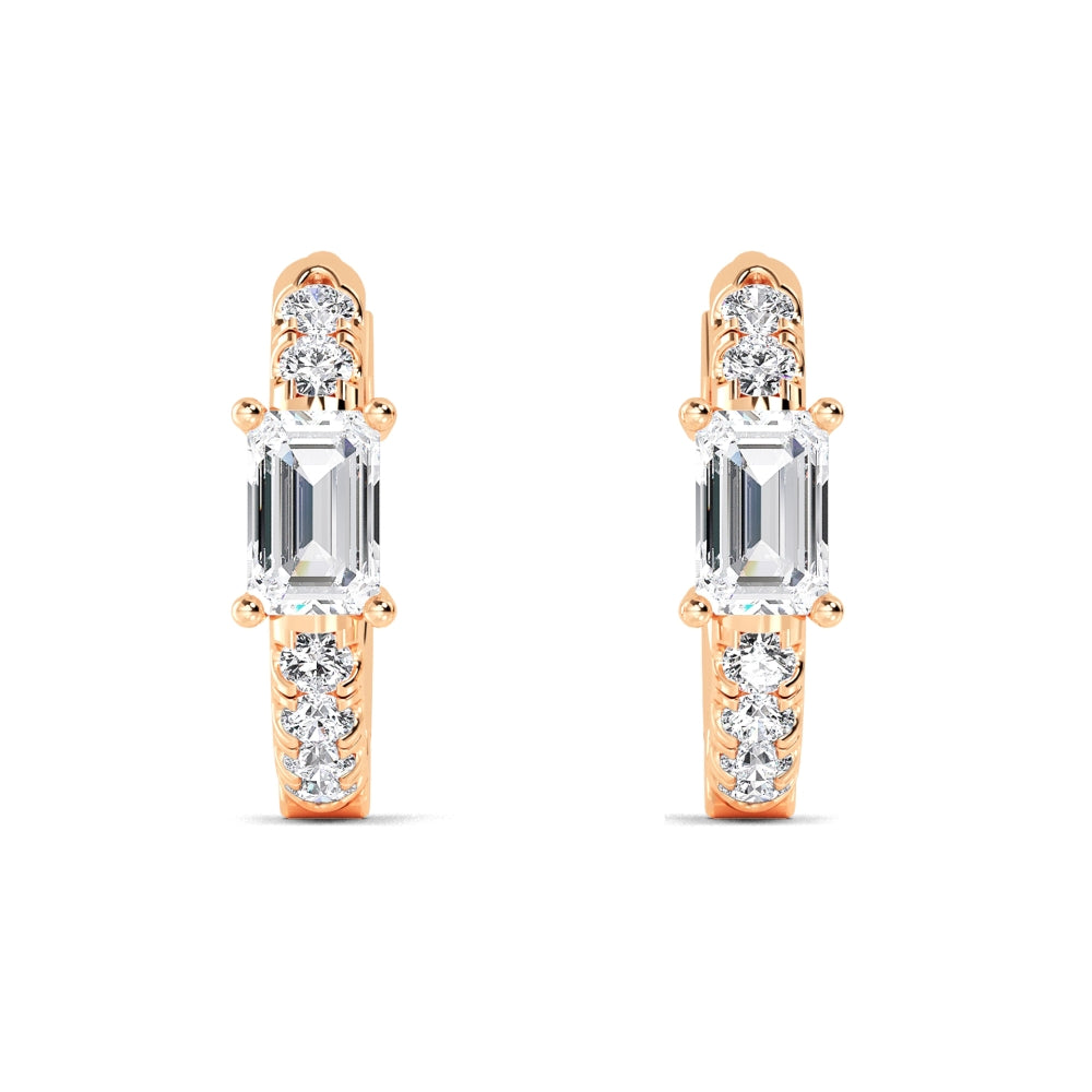 0.59ct Emerald cut Accent Lab Grown Diamond Hoop Earrings