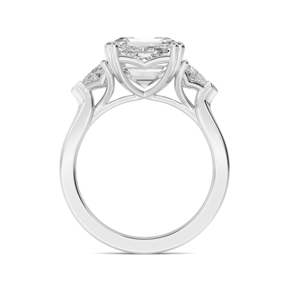 4.00ctw Asscher cut and Trapezoid Lab Grown Diamond Trilogy Engagement Ring
