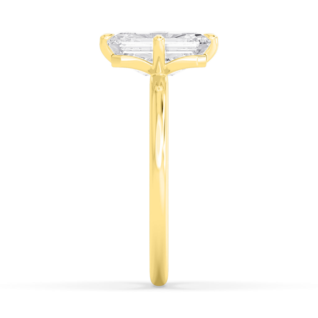 3.00ct Emerald cut Lab Grown Diamond Solitaire Compass Engagement Ring