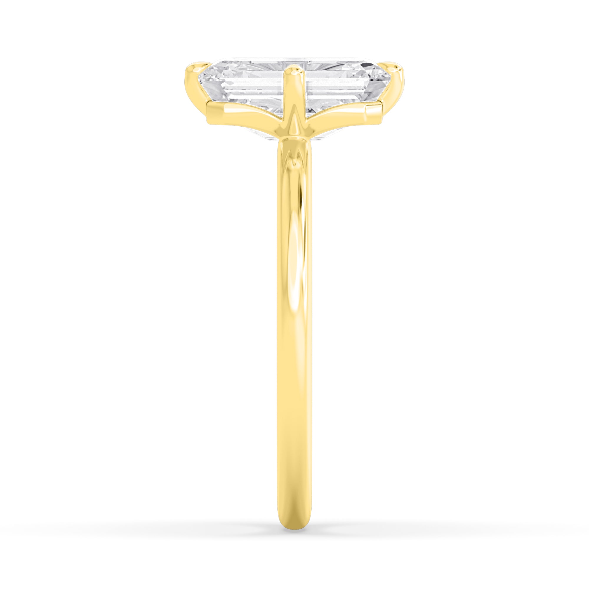 3.00ct Emerald cut Lab Grown Diamond Solitaire Compass Engagement Ring