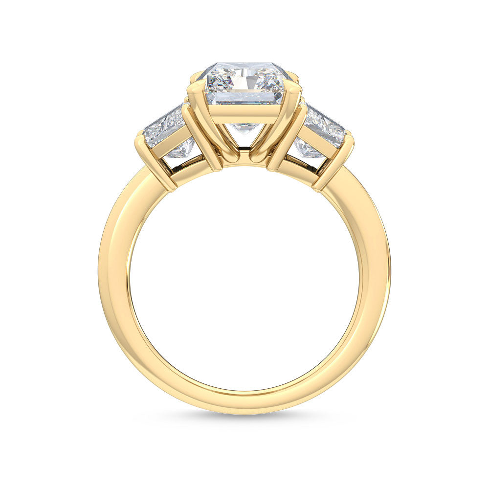 4.00ctw Radiant cut and Trapezoid Lab Grown Diamond Trilogy Engagement Ring