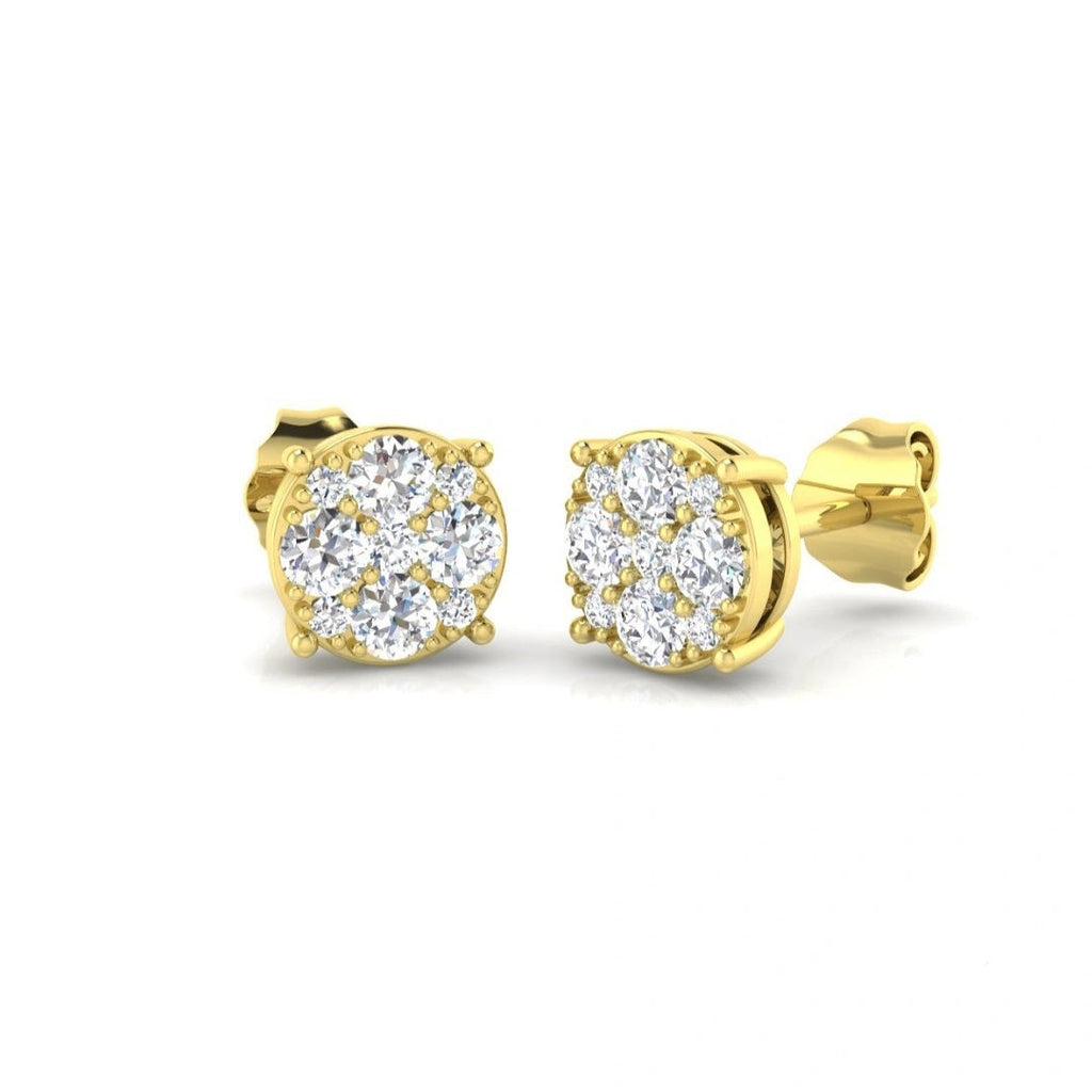 0.45ct Lab Grown Diamond Round Cluster Earrings in 9k Gold