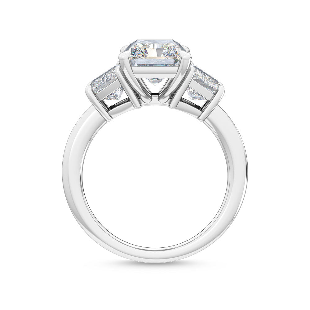 4.00ctw Radiant cut and Trapezoid Lab Grown Diamond Trilogy Engagement Ring