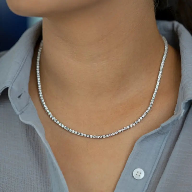 8.00ct Lab Grown Diamond Tennis Necklace in 9k Gold