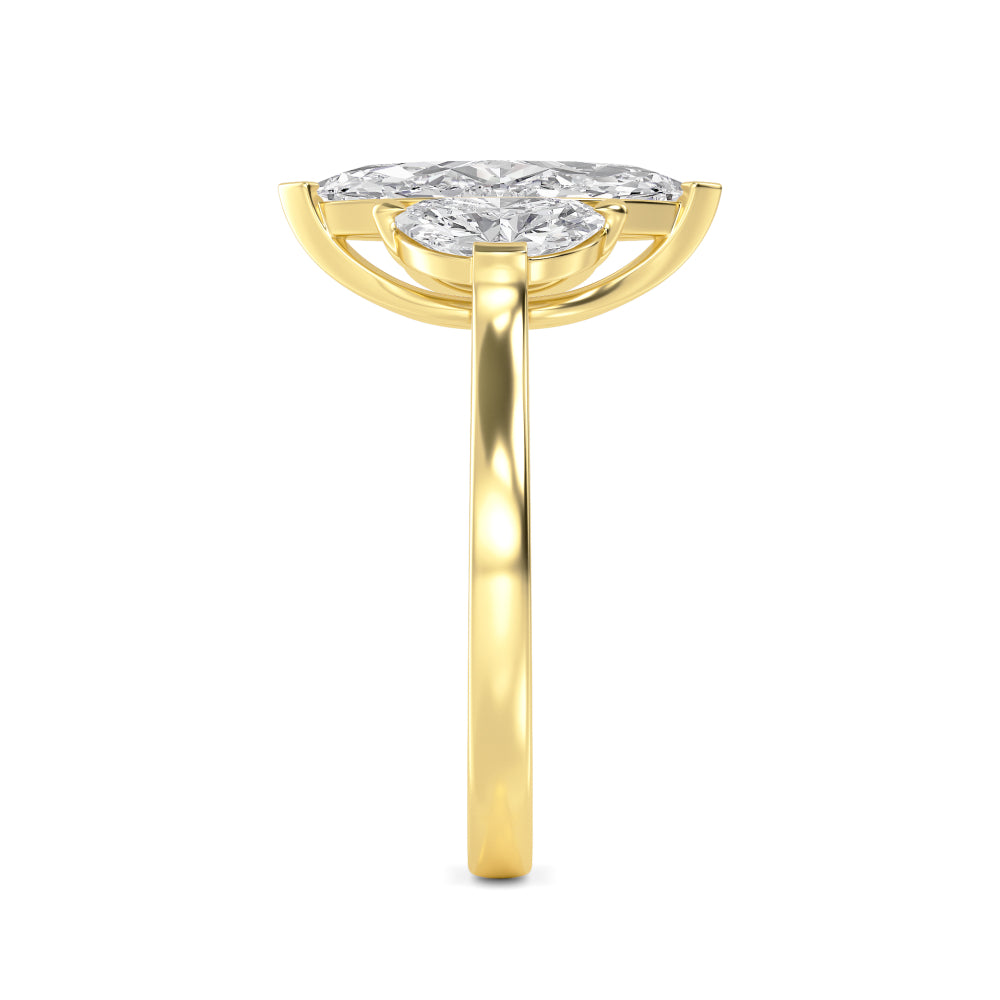 3.00ctw Marquise and Half Moon cut Lab Grown Diamond Trilogy Engagement Ring