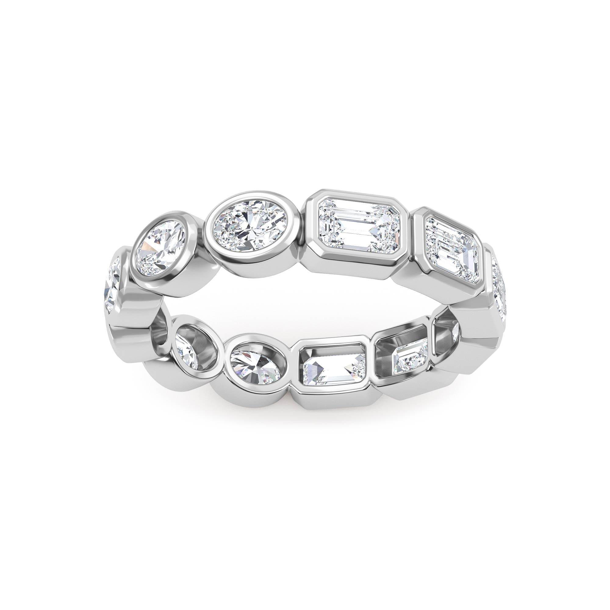 2.21ct Emerald and Oval cut Half and Half Full Eternity Ring