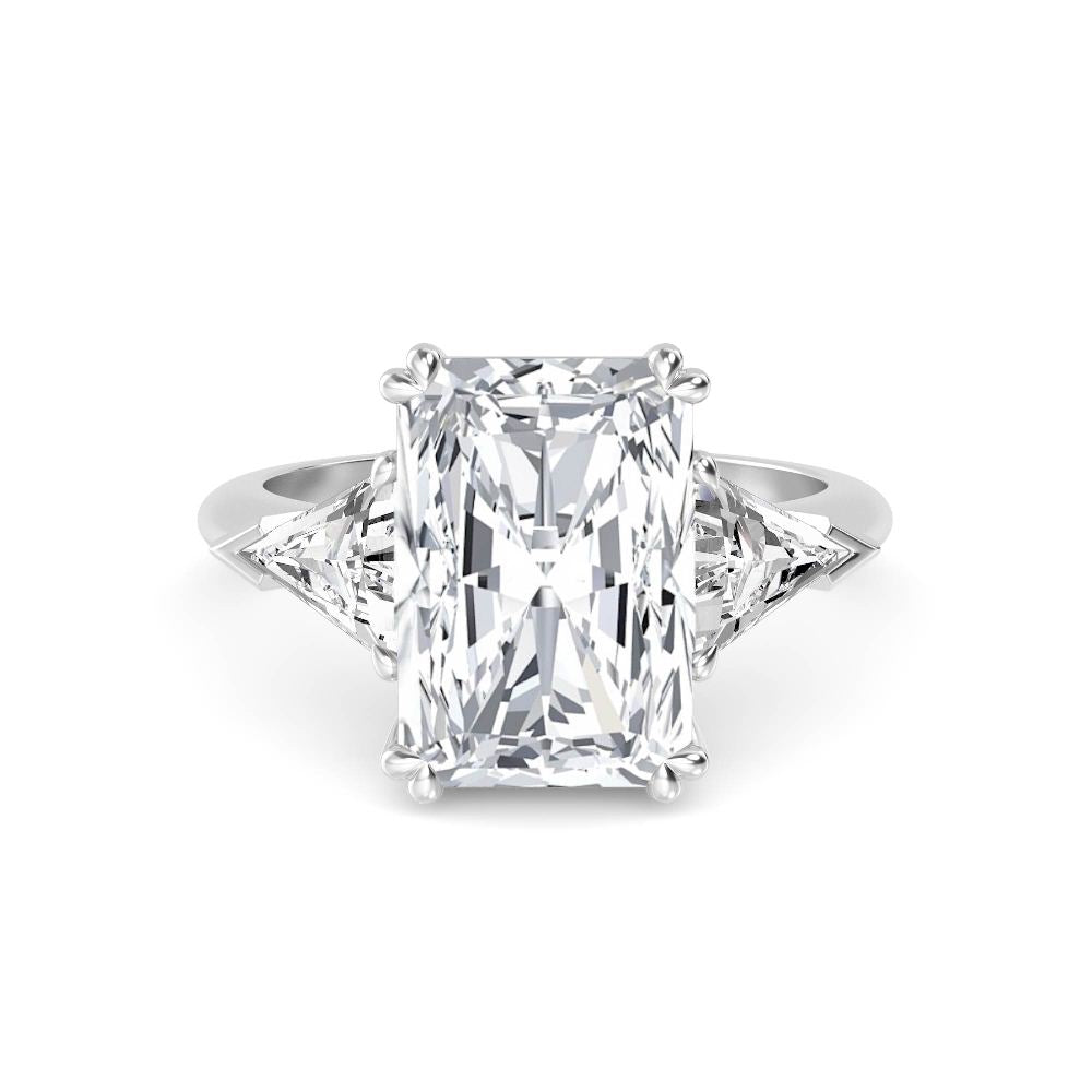 5.80ctw Radiant and Trilliant cut Lab Grown Diamond Trilogy Engagement Ring