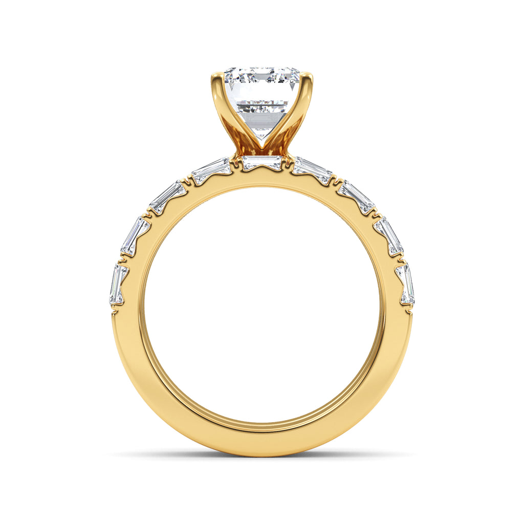 4.97ctw Emerald cut Lab Grown Diamond Exceptional Engagement and Emerald cut Wedding Ring Set