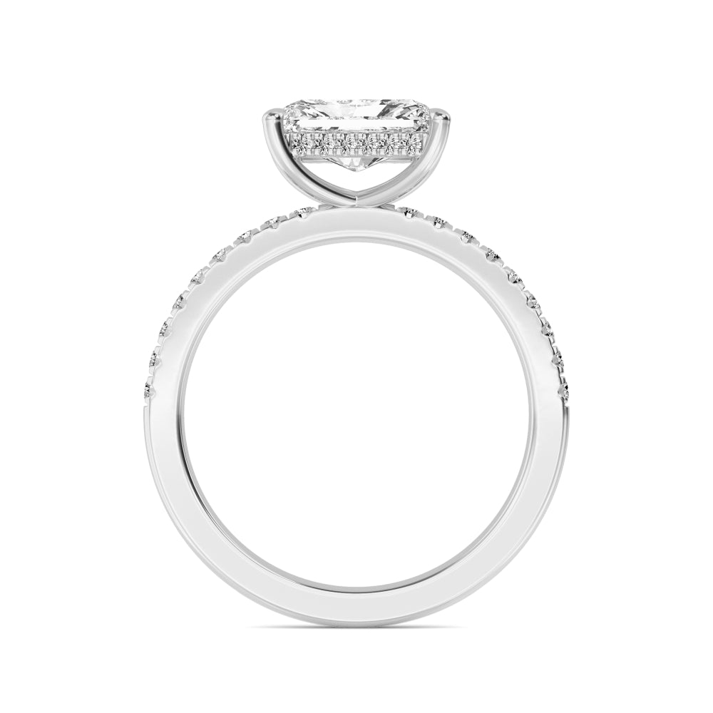 The Amanda 2.28ctw Radiant cut Lab Grown Diamond East-West Hidden Halo Engagement Ring