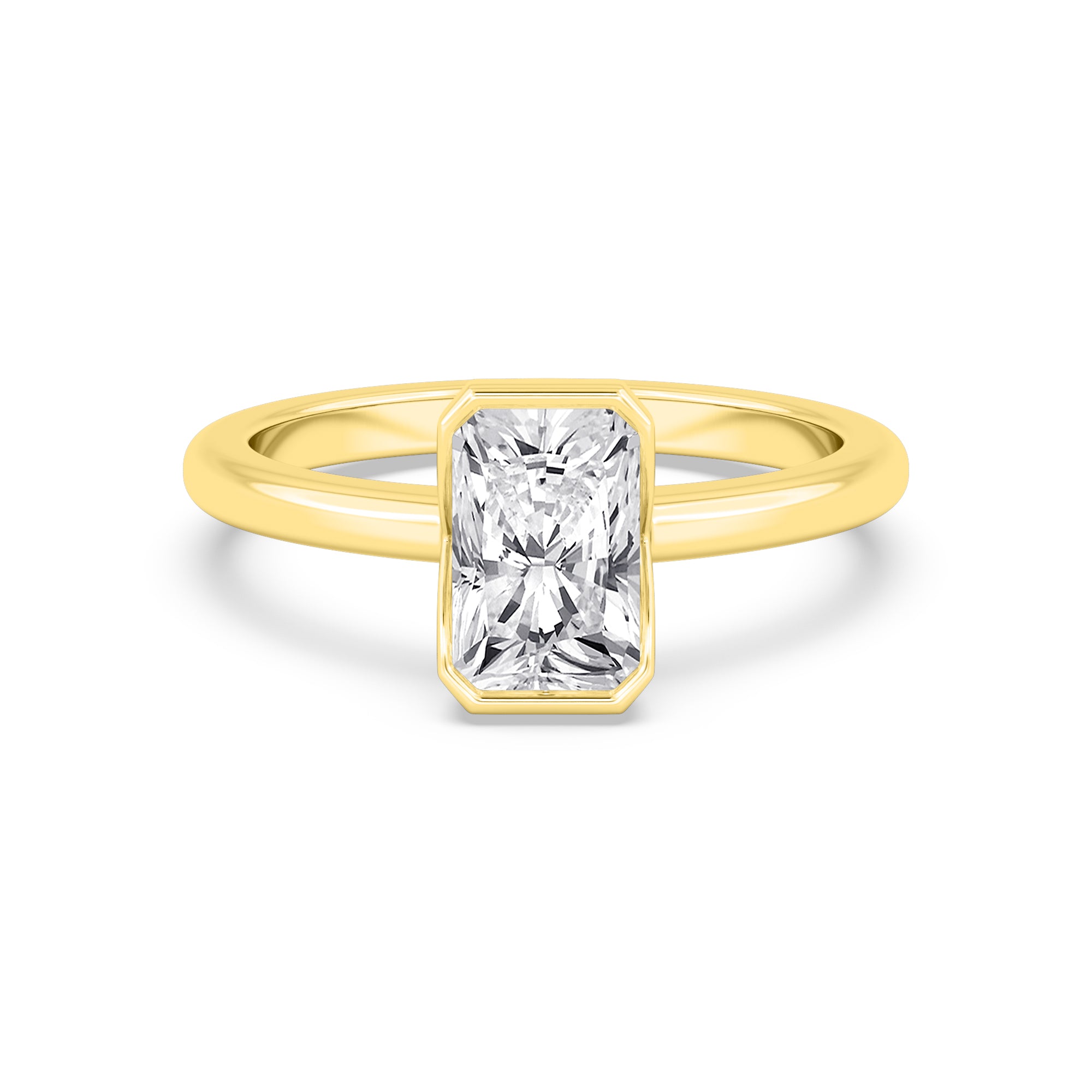 1.50ct Radiant cut Lab Grown Diamond Bezel Solitaire Engagement Ring