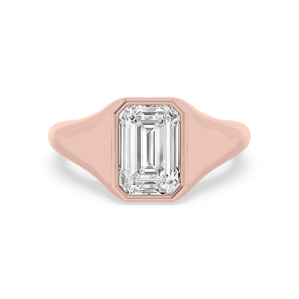 3.00ct Emerald cut Lab Grown Diamond Signet Ring