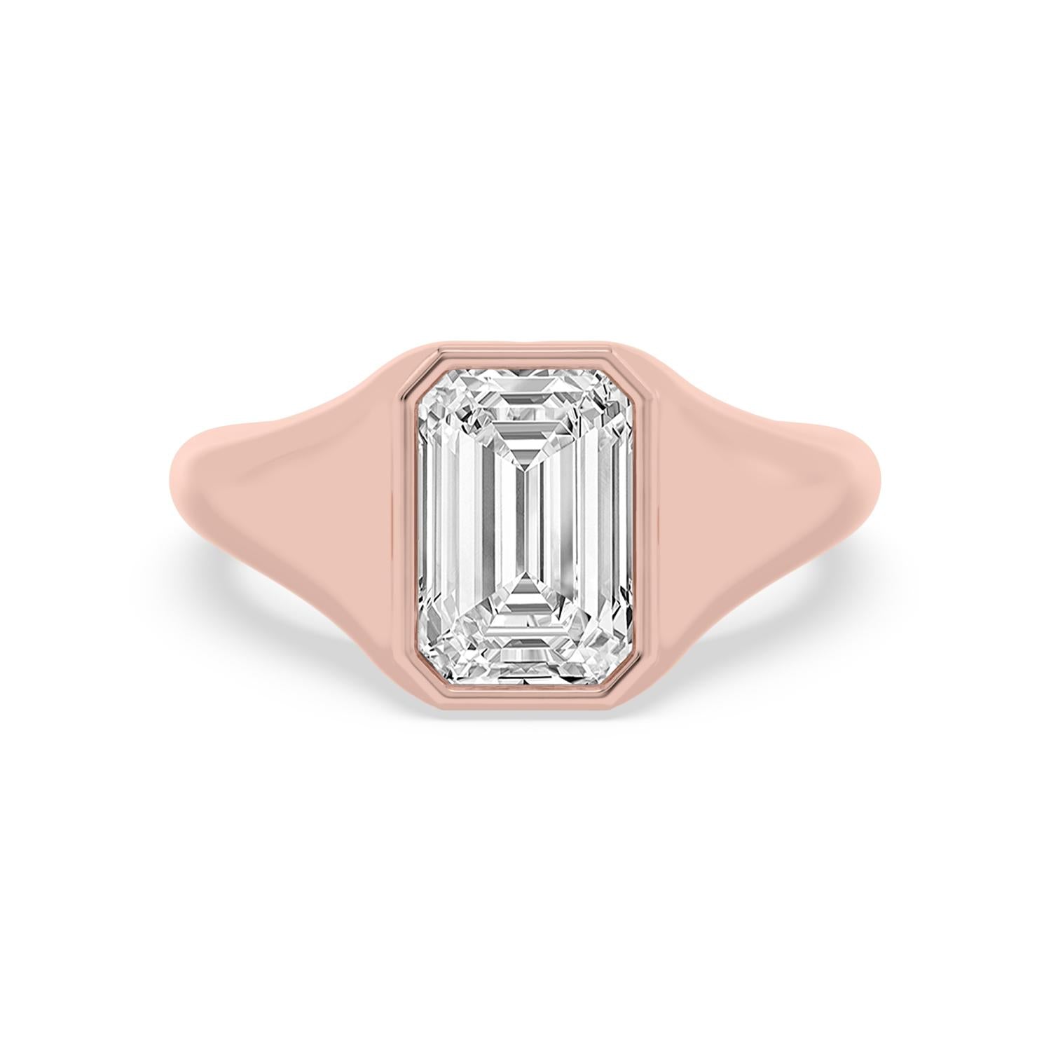 3.00ct Emerald cut Lab Grown Diamond Signet Ring