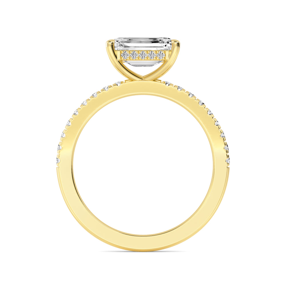 The Amanda 2.28ctw Emerald cut Lab Grown Diamond East-West Hidden Halo Engagement Ring