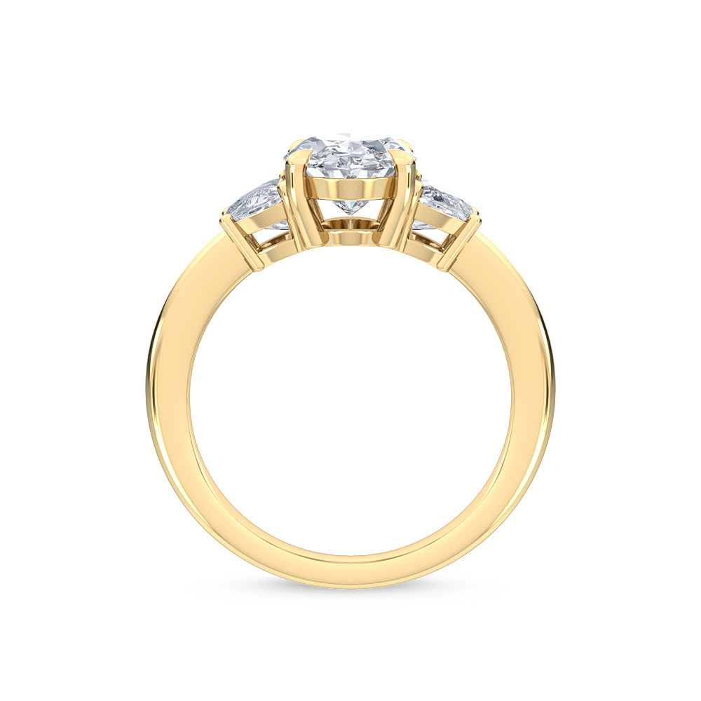 3.00ctw Oval and Half Moon cut Lab Grown Diamond Trilogy Engagement Ring