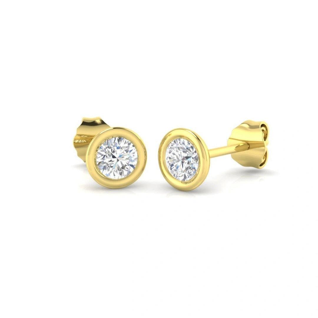0.60ct Lab Grown Diamond Bezel Earrings in 9k Gold
