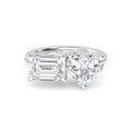 4.00ctw Emerald cut and Heart Lab Grown Diamond Toi et Moi Engagement Ring