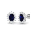 2.61ctw Lab Grown Diamond and Sapphire Oval Halo Earrings in 9k Gold