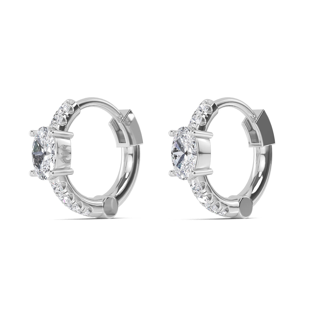 0.54ct Oval Accent Lab Grown Diamond Hoop Earrings