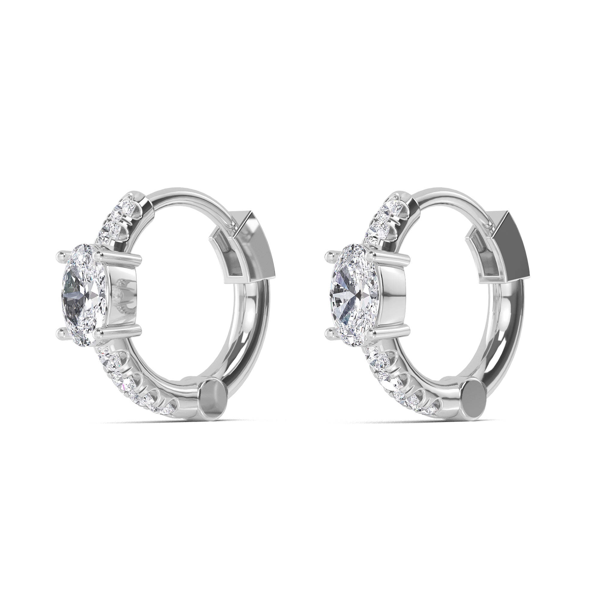 0.54ct Oval Accent Lab Grown Diamond Hoop Earrings