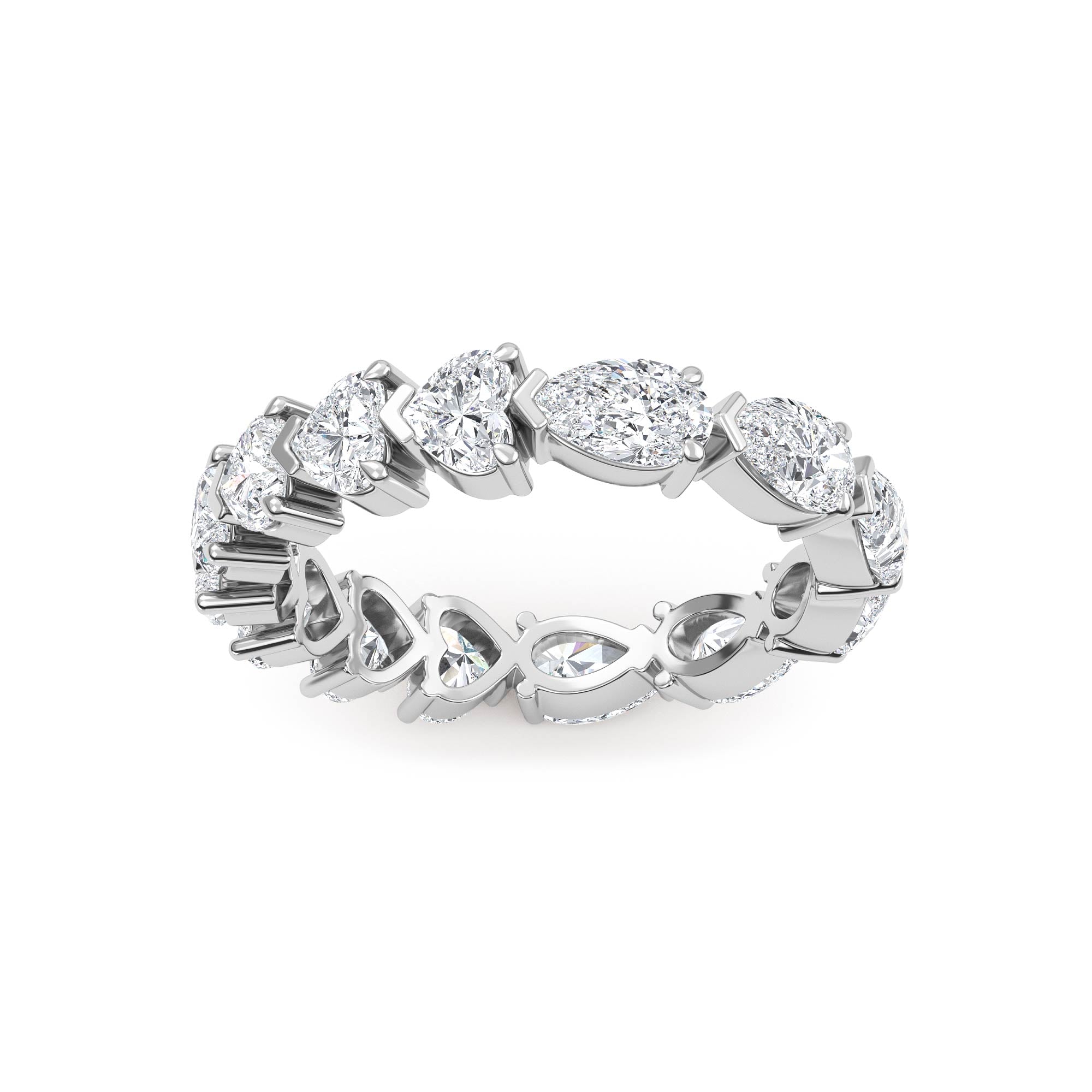 2.50ct Heart and Pear cut Half and Half Full Eternity Ring